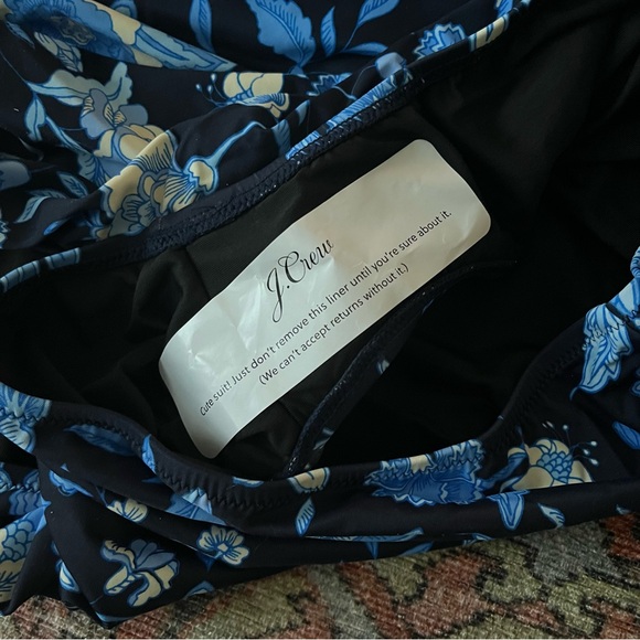 J. Crew Ruched One Shoulder One Piece Swimsuit Size 24 NWT Midnight Blue Floral - Picture 6 of 8